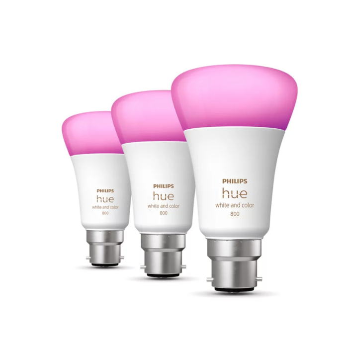 Philips Hue LED A60 B22 Light Bulb | Smart RGBW | 3 Pack